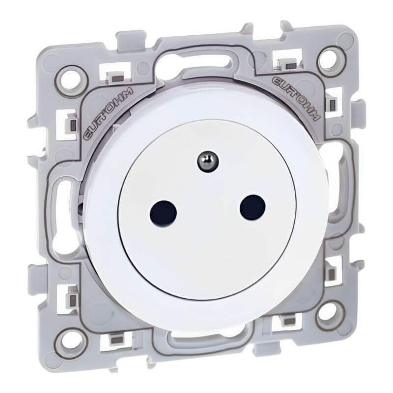 Prise de courant affleurante 2P+T 16A blanche Eur’ohm Square