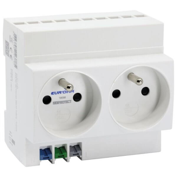 Prise de courant modulaire double 2P+T 16A Eur’ohm