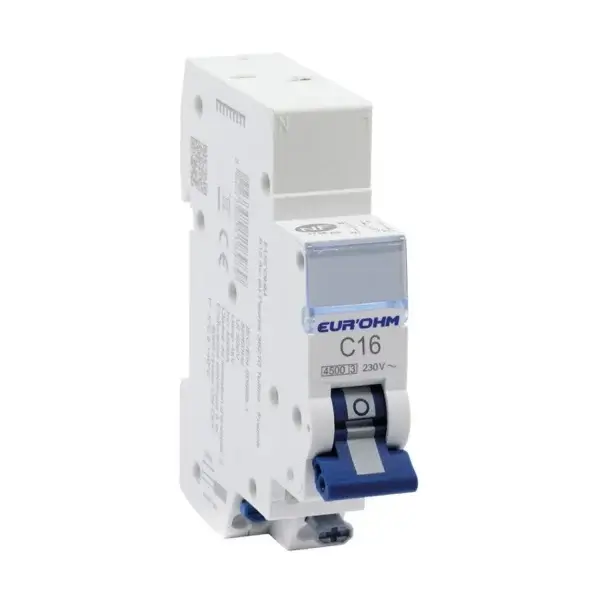 Disjoncteur 1P+N 16A Courbe C Connexion rapide rapide 4,5 kA - Eur'ohm - PriMatElec