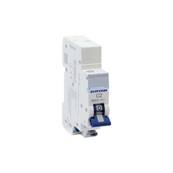 Disjoncteur 1P+N 2A Courbe C Connexion rapide rapide 4,5 kA - Eur'ohm - PriMatElec