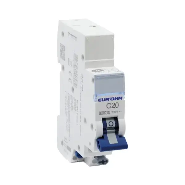 Disjoncteur 1P+N 20A Courbe C Connexion rapide/rapide 4,5 kA - Eur'ohm